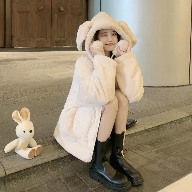 Bunny Rabbit Ear Fluffy Warm Coat MK Kawaii Store