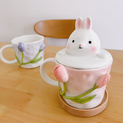 Tuplid Lily Flower Ceramic Mugs Kimi MK Kawaii Store