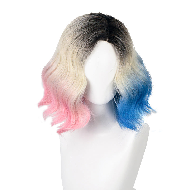 Wednesday Enid Sinclair Blonde Gradient Pink Blue Cosplay Wig ON811