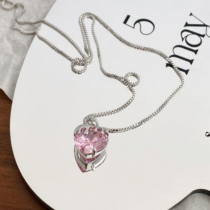 Pink Crystal Heart Necklace MK18665 MK Kawaii Store