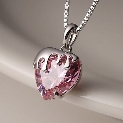 Pink Crystal Heart Necklace MK18665 MK Kawaii Store