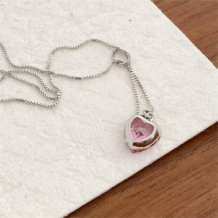 Pink Crystal Heart Necklace MK18665 MK Kawaii Store