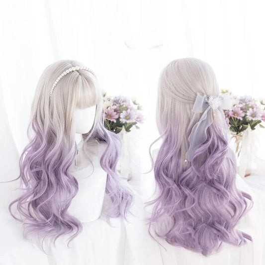 Cute Pastel Silver Light Purple Curly Princess Lolita Wig MK16063 - mkkawaiishop