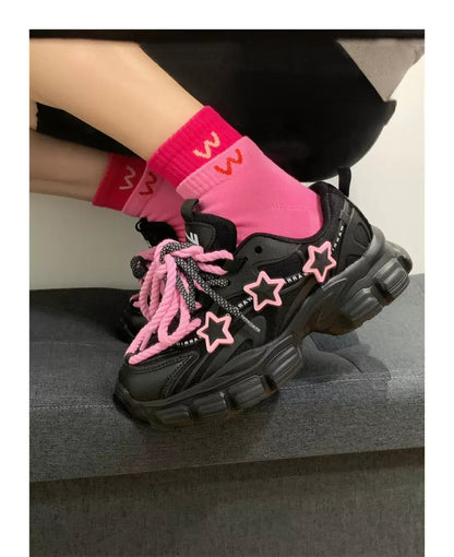 Black Pink Heart Sneakers Shoes Lovercore - Heartzcore MK Kawaii Store