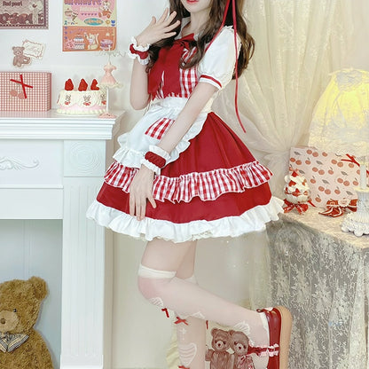 Sweet Red Lolita Cute Princess Maid Dress ON650 MK Kawaii Store