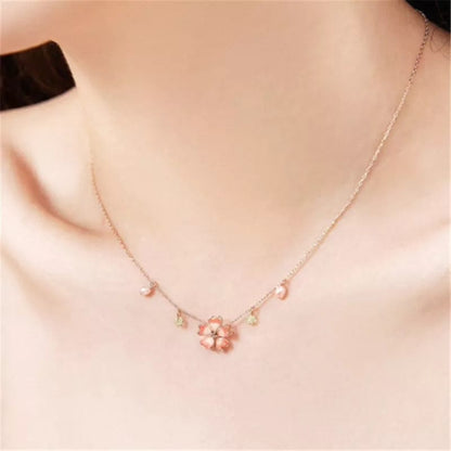 Pink Flower Necklace MK18644 MK Kawaii Store