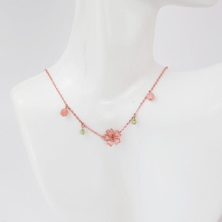 Pink Flower Necklace MK18644 MK Kawaii Store