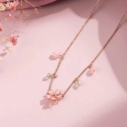 Pink Flower Necklace MK18644 MK Kawaii Store