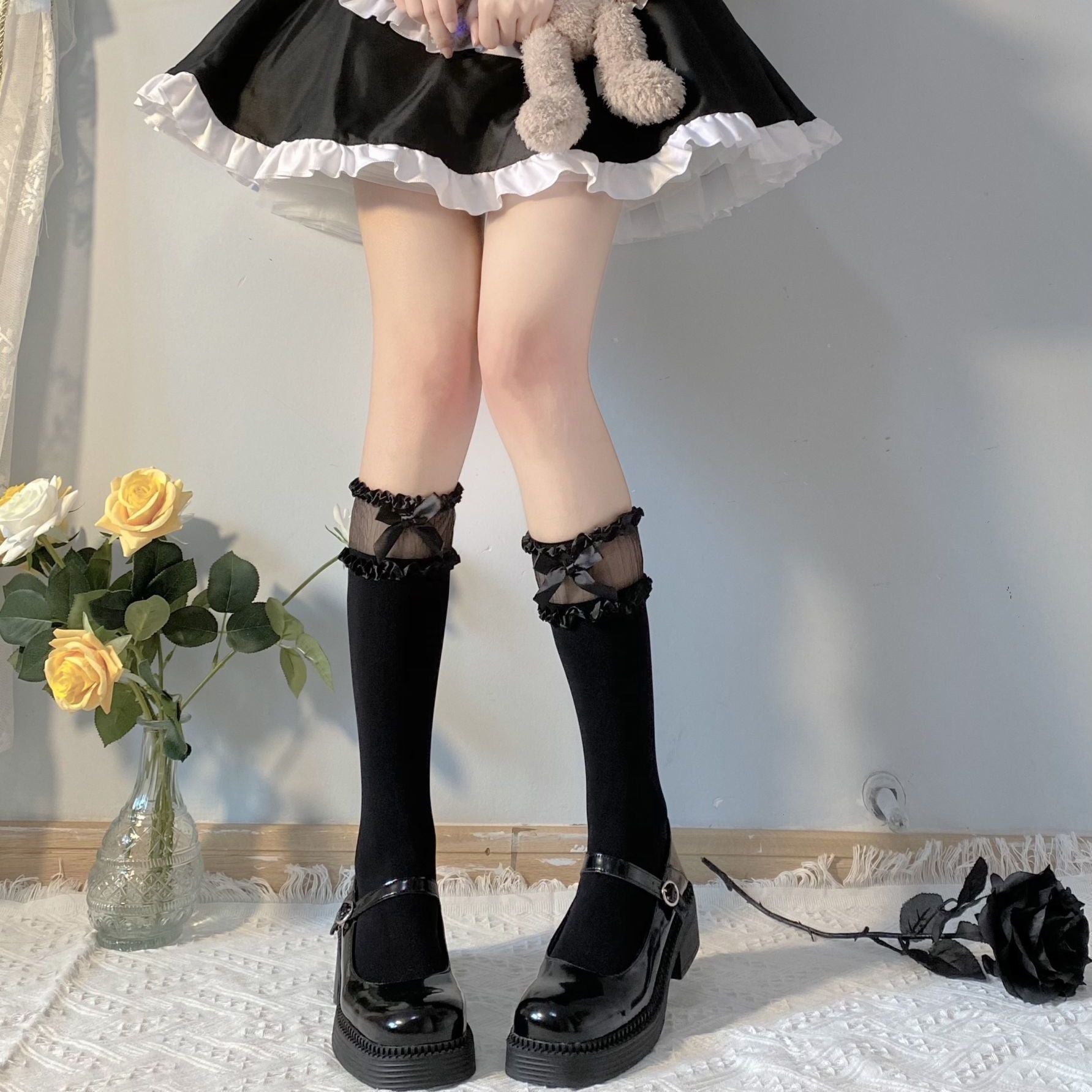 Bow Lace Lolita High Tube Socks Susan