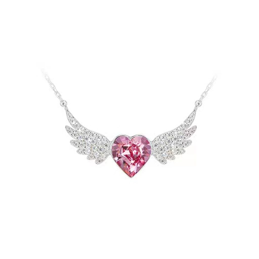Guarding Angel Wings Hearts Necklace