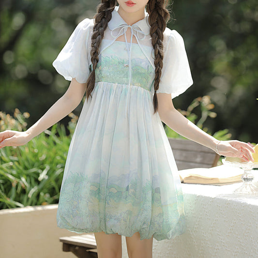 Alice Sweet Soft Green Summer Gradient Dress ON631