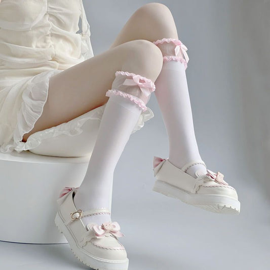 Bow Lace Lolita High Tube Socks Susan