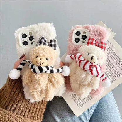 Scarf Bear Fuzzy Phone Case Susan