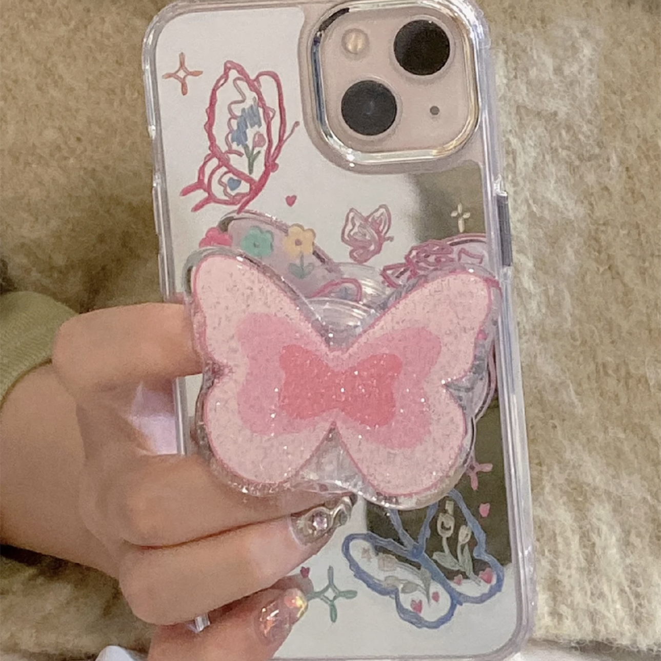 Cute Butterfly Mirror Phone Case - Kimi-MK18893 Kimi