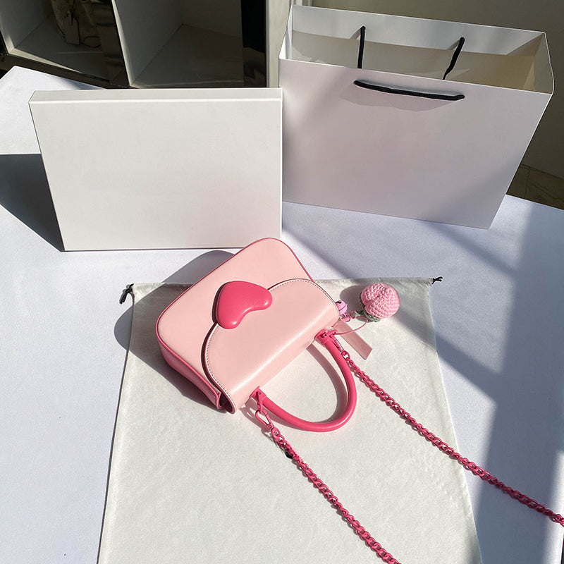 Sweet Pink Heart Square Cross-body Bag