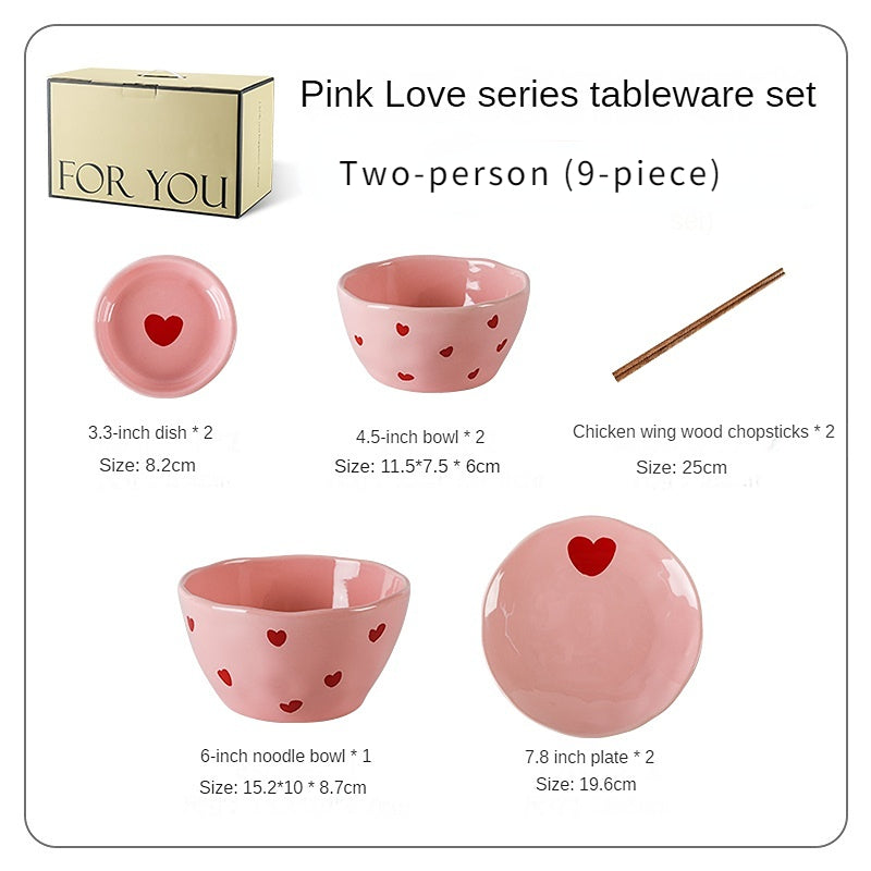 Pink Love Series  Ceramic Tableware Set - Kimi MK Kawaii Store