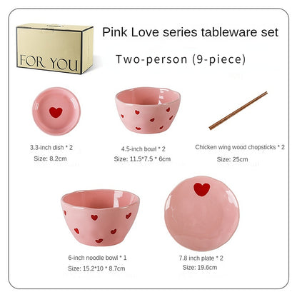 Pink Love Series  Ceramic Tableware Set - Kimi MK Kawaii Store