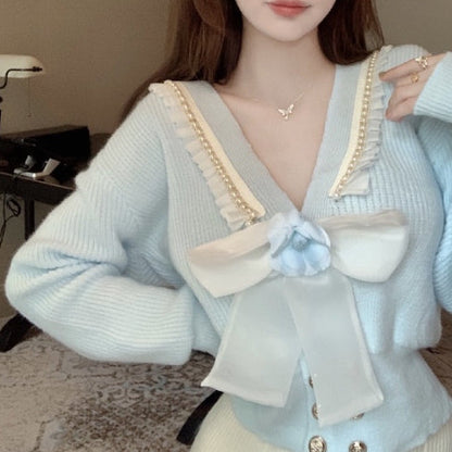 Big Bow Lady Sweater Cardigan MK Kawaii Store