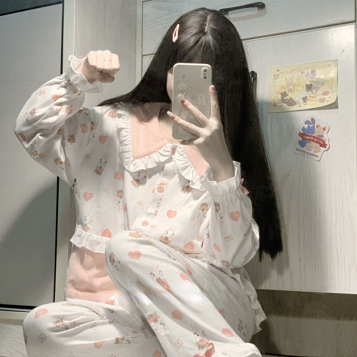 Cute Pink White Bunny Pajama - Kimi Kimi