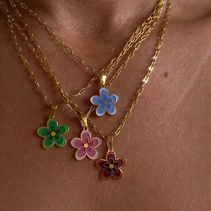 Gold Chain Flower Pendant Necklace MK Kawaii Store