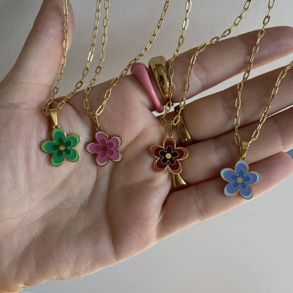 Gold Chain Flower Pendant Necklace MK Kawaii Store