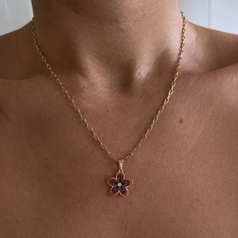 Gold Chain Flower Pendant Necklace MK Kawaii Store