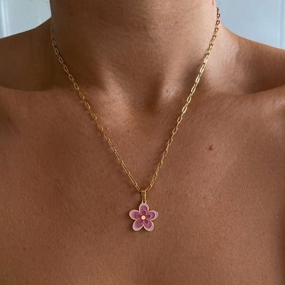 Gold Chain Flower Pendant Necklace MK Kawaii Store