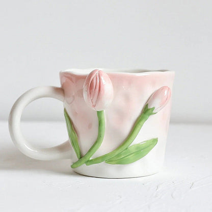 Tuplid Lily Flower Ceramic Mugs Kimi MK Kawaii Store