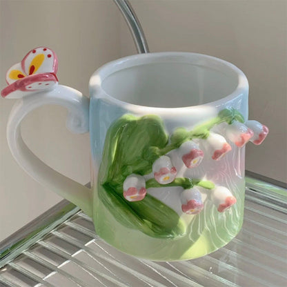 Tuplid Lily Flower Ceramic Mugs Kimi MK Kawaii Store