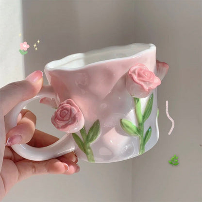 Tuplid Lily Flower Ceramic Mugs Kimi MK Kawaii Store