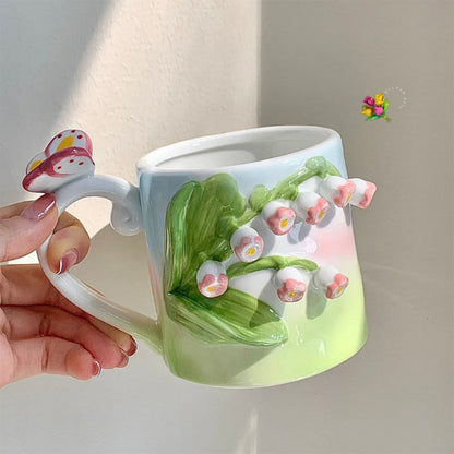 Tuplid Lily Flower Ceramic Mugs Kimi MK Kawaii Store