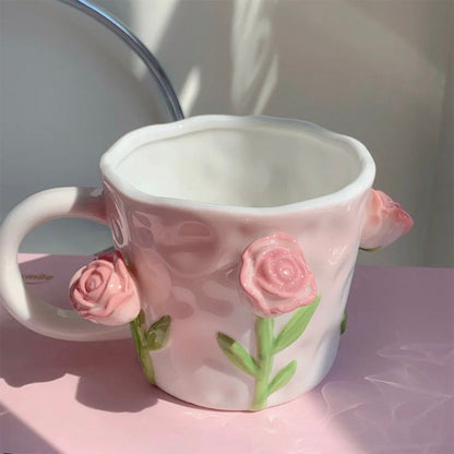 Tuplid Lily Flower Ceramic Mugs Kimi MK Kawaii Store