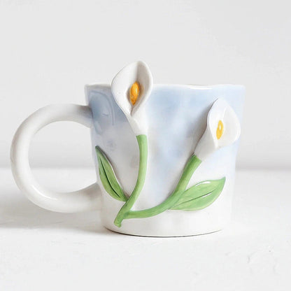 Tuplid Lily Flower Ceramic Mugs Kimi MK Kawaii Store