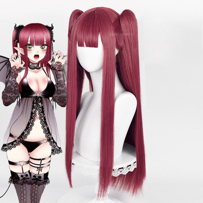 My Dress-Up Darling Succubus Riz Marin Kitagawa Gradient Rose Red Twintails Wig MK17536 - mkkawaiishop