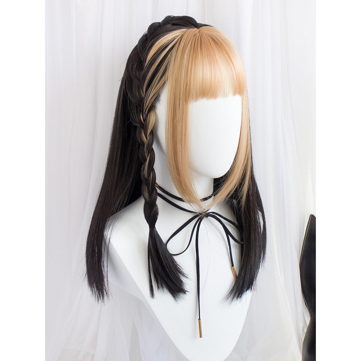 Harajuku Fairy Black Blonde Long Straight Lolita Wig MM2220 - mkkawaiishop