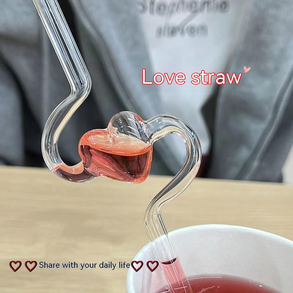 Love Shaped Glass Straw W382 MK Kawaii Store