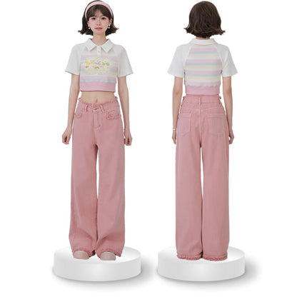 Y2K Style Baggy Long Pink Pants ON621 MK Kawaii Store